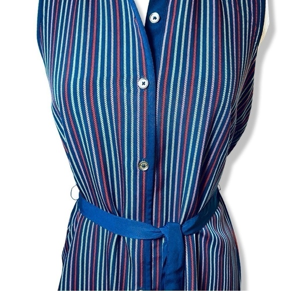 ⭐️TOMMY HILIFIGER Striped Sleeveless Shirt Dress with Belt - Picture 2 of 4